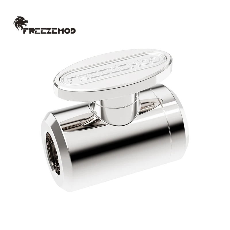 FREEZEMOD Brass Faucet G1/4 Thread Double Internal Thread Water Flow Control Valve Silver/White/Black PC Cooling MOD FM-YGNS