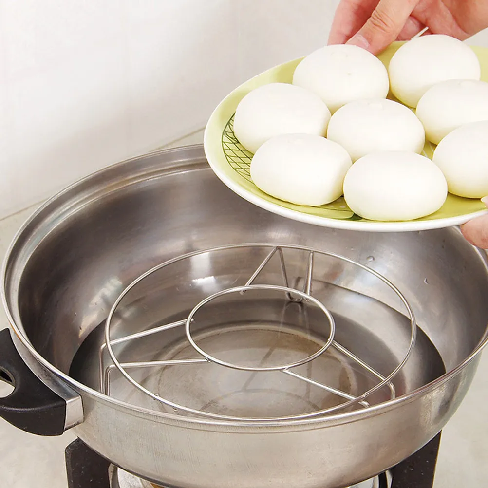 Premium Stainless Steel Round Steam Rack with Triple-Leg Stability for Steaming Baking Roasting Cooking Ware Cooker Steamer Rack