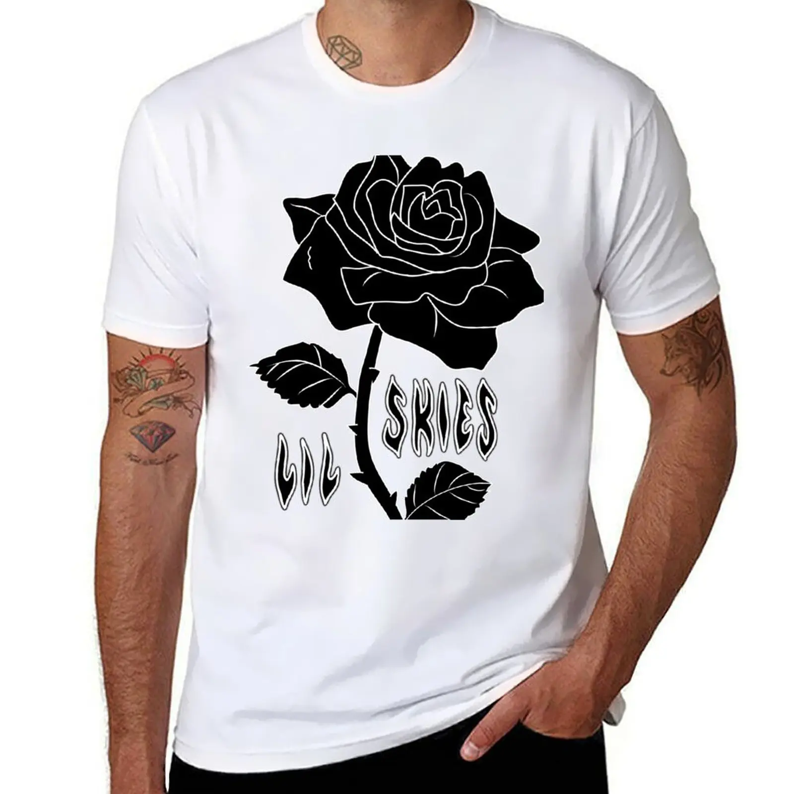 

lil skies dark rose T-Shirt t shirts cotton 100% t shirt man plain T-Shirt