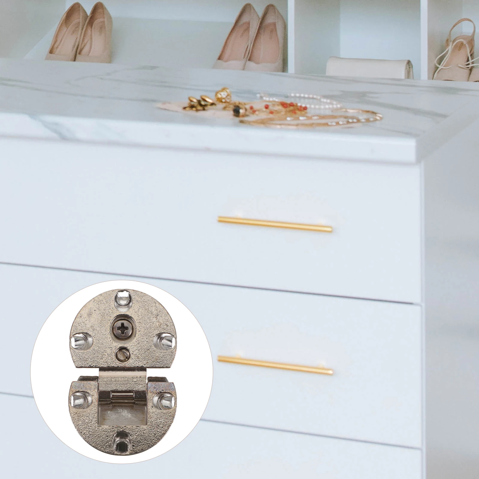 

2 Pcs Zinc Alloy Cabinet Hinges 180 Degree Fold Down Hidden Heavy Duty Self Flap Round Folding Flips Spring Hinges