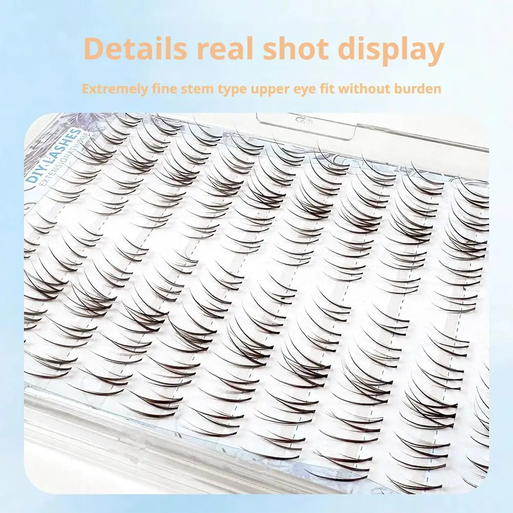 10列の接着剤不要まつげ ブラウン マンガスタイル - セクション化されたつけまつげ ナチュラルでキュートな外観、簡単に貼れます