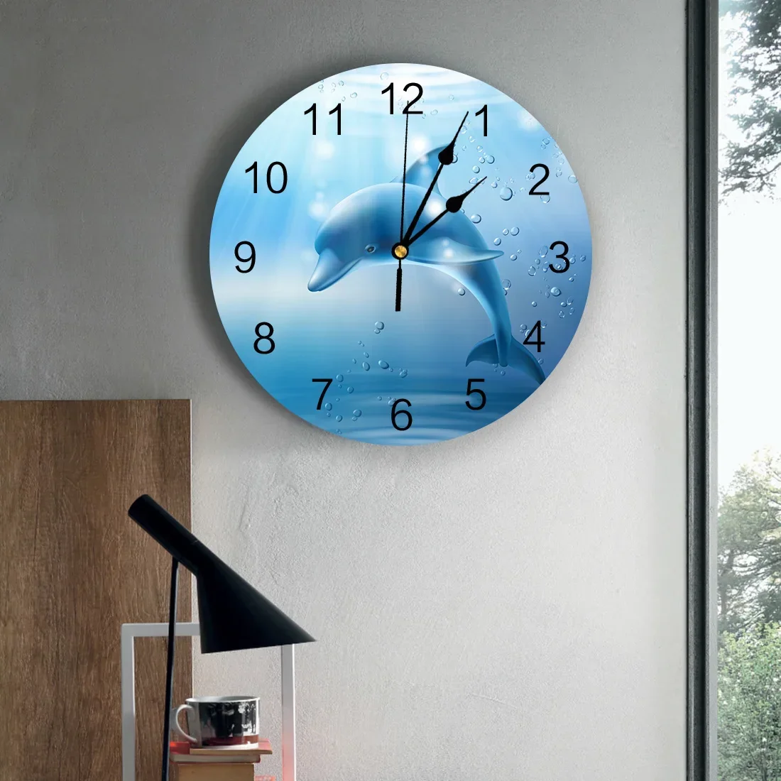 Dolphin The Sea Marine Life Bedroom Wall Clock Large Modern Kitchen Dinning Round Wall Clocks Living Room Watch Home Decor