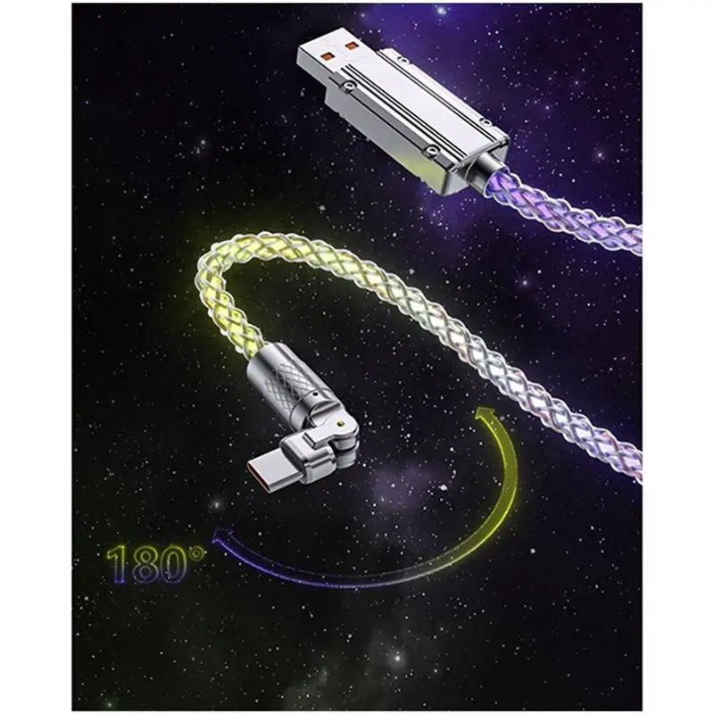 USB Type C Gradient Color Data Cable Multicolor Breathing Light For Huawei Fast Charging