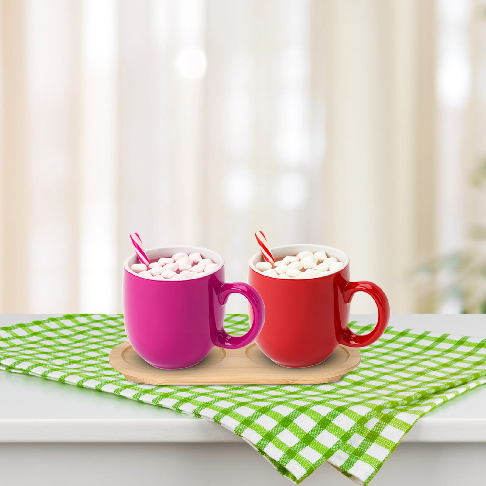 

2 Pcs Bamboo Coaster Tray Cup Mats Drink Holder Coffee Table Premium Material Storage Glass Seasoning Jar Holder