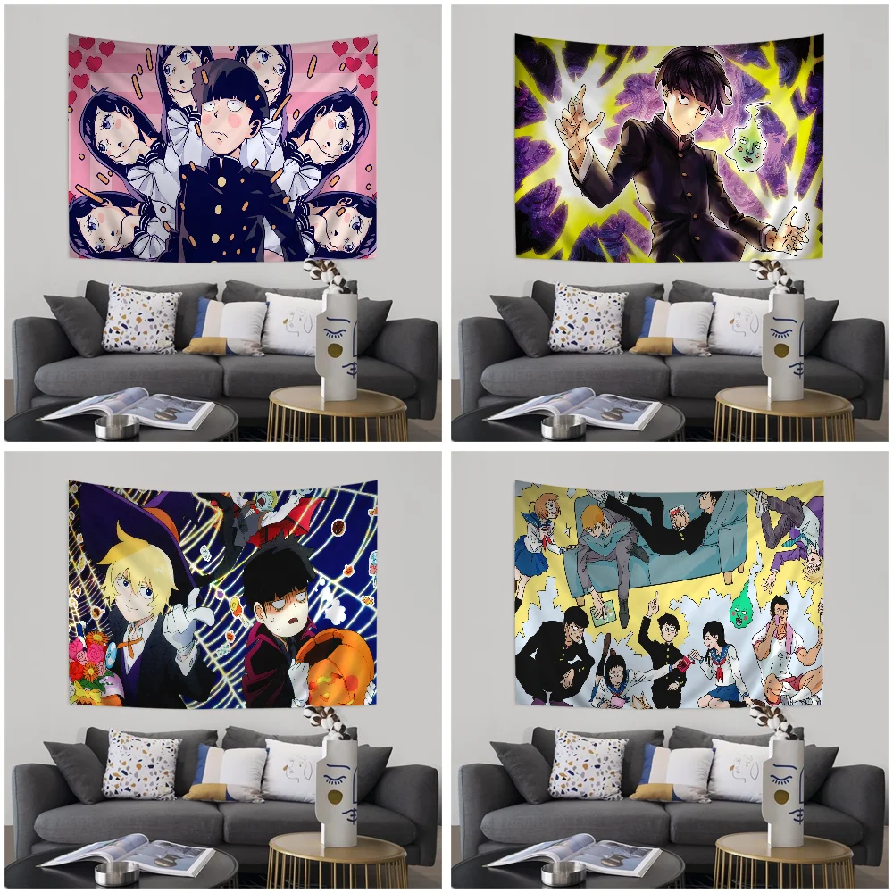 Anime Mob Psycho 100 Cartoon Tapestry Art Science Fiction Room Home Decor Wall Hanging Sheets