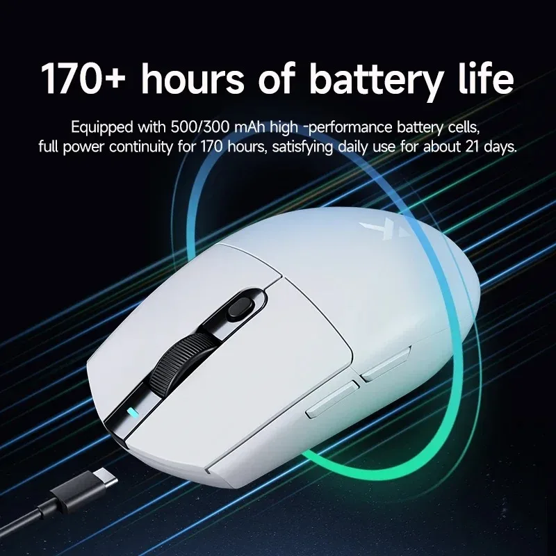 Imagem -06 - Mchose g3 Mouse de Escritório para Jogos sem Fio 2.4g Bluetooth 8k Mouse de Três Modos Leve Paw3395 Design Ergonômico 26000dpi 650ips