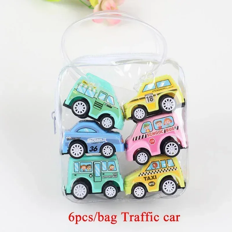 6pcs Funny Mini Plastic Cars Toy Kids Vehicle Car Model Pull Back Inertia Car Set Children Birthday Gift Toy Car Boys Toys