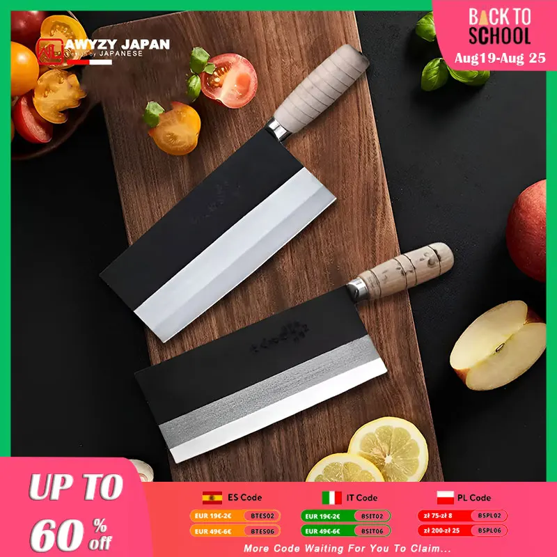 

Kitchen Knife Professional Chinese Chef's Cleaver Knives Handmade Carbon Steel Handle SHIBAZI Slicing Butcher Knife