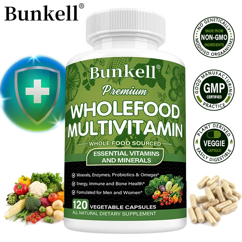 Whole Food Multivitamin Supplement - with Minerals, Enzymes, Probiotics and Omegas for Energy, Immunity and Bone Health