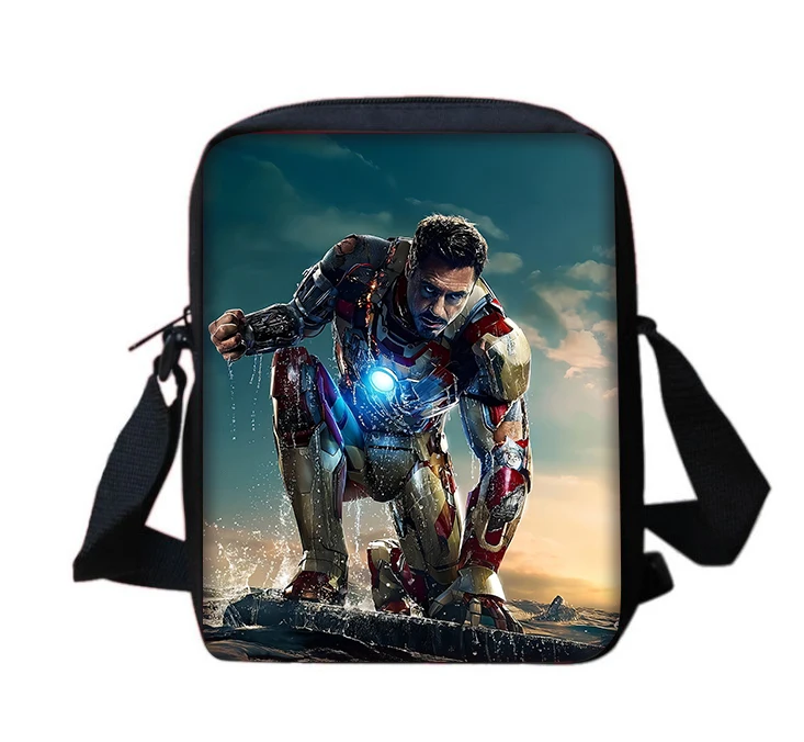 Cartoon Man M-Marvels Iron Boy Girls Printed Shoulder Messenger Bag Child Casual Handbag Men Women Phone Bag Shopping Bag