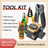 FTTH Optic Fiber Tool KIt Include TAWAA FC-30 Fiber Cleaver Fiber Stripper Drop Cable Stripper Fiber Optic Scissors 10mW VFL