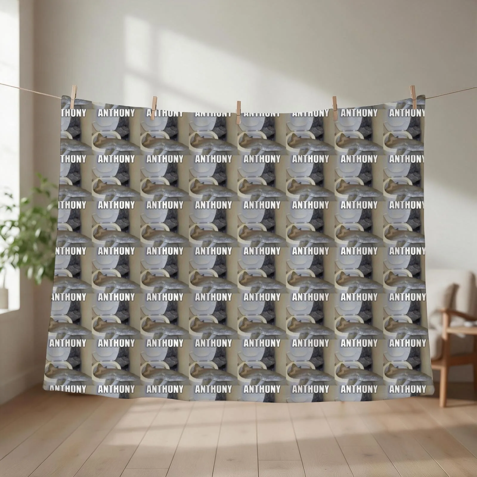 Anthony shark in toilet meme sticker Throw Blanket Large blankets ands Custom Sleeping Bag Blankets