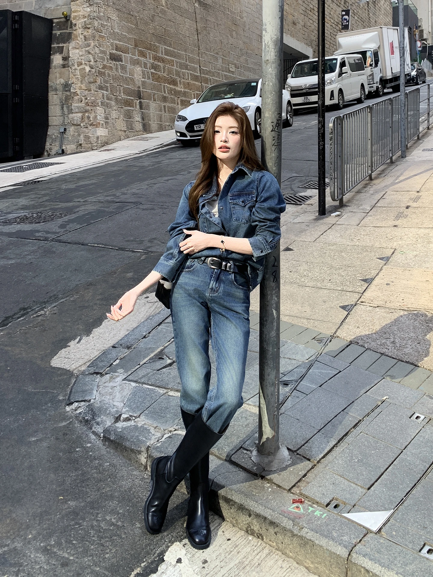 

Earth Store Heavy Du Waed Slim Fit Deep Blue Denim Jeans Women's Spring Versatile Slimming Nine Point Small Foot Pants