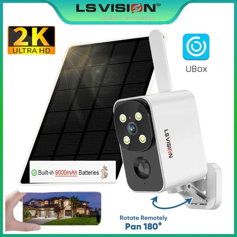 LS VISION Outdoor Solar Camera Wireless Cam WIFI/4G Ultra Standby Time PIR Motion Light Color Night Vision AI Detect Battery Cam