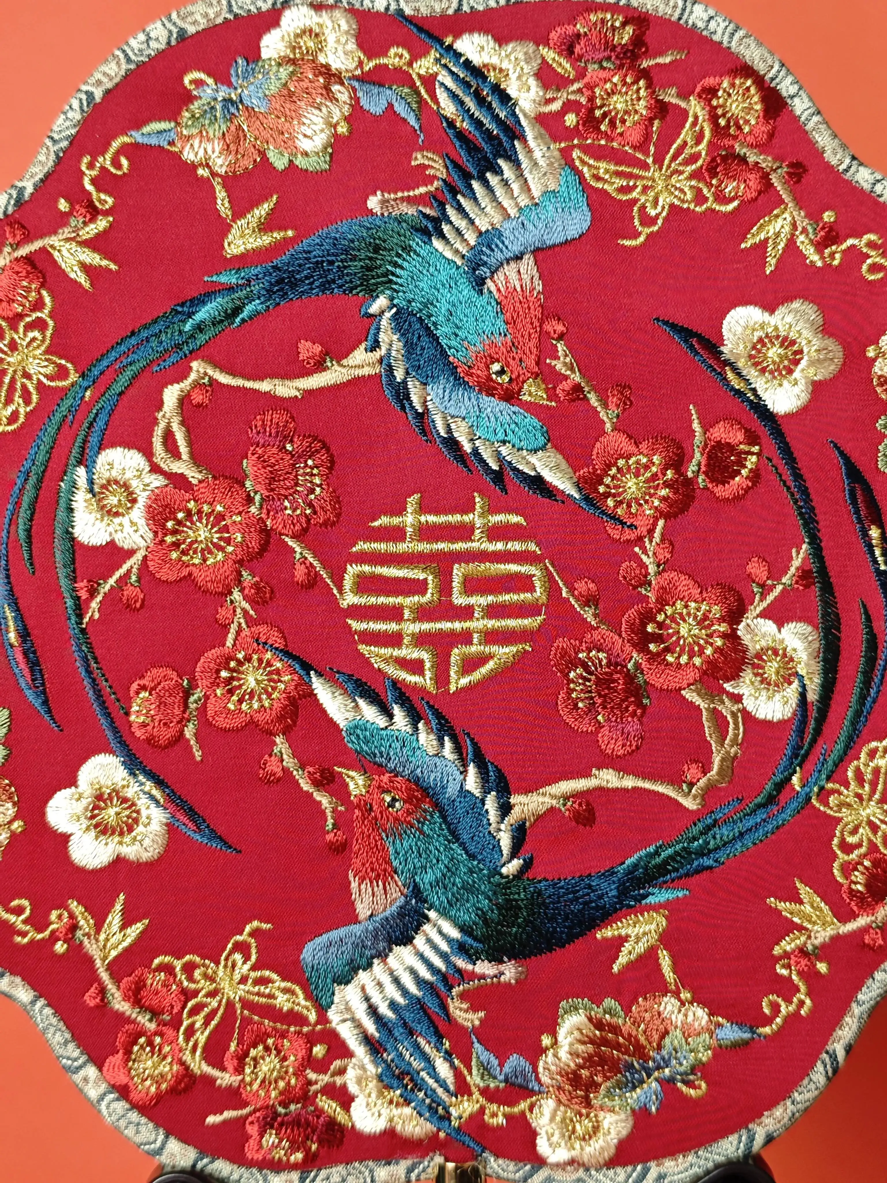 Wedding Embroidered Round Fan, Hanfu Wedding Fan, Exquisitely Crafted Rich Phoenix Embroidered Bridal Fan, Ancient Style Gift