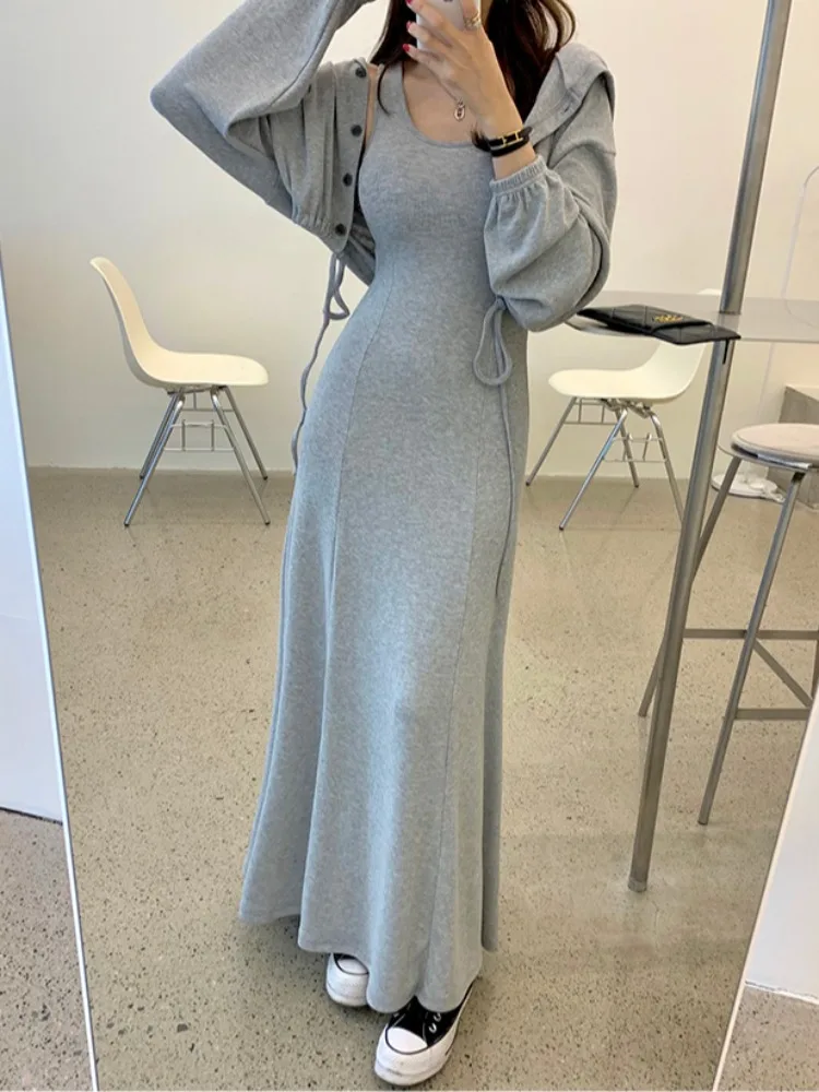 

Women's Hooded Cardigan Sweatirt Slim Fit Midi Two-Piece Set Casual Comfortable Breathable Soft Touch Faionable