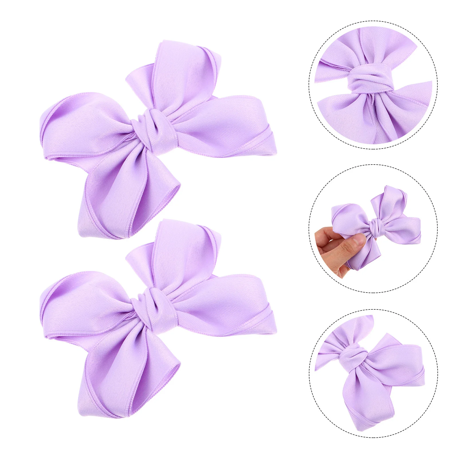 

5Pcs Baby Girl Hair Clips Purple Ribbon Grosgrain Soft Fabric No Slip Oversized Bowknot Barrettes Toddler Hair Accessories