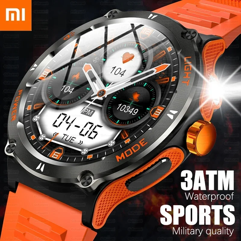 Xiaomi 1.53-inch outdoor Men Smart Watch 3ATM Waterproof 500Mah B attery LED Strong Flashlight Bluetooth Call Smartwatch + Box