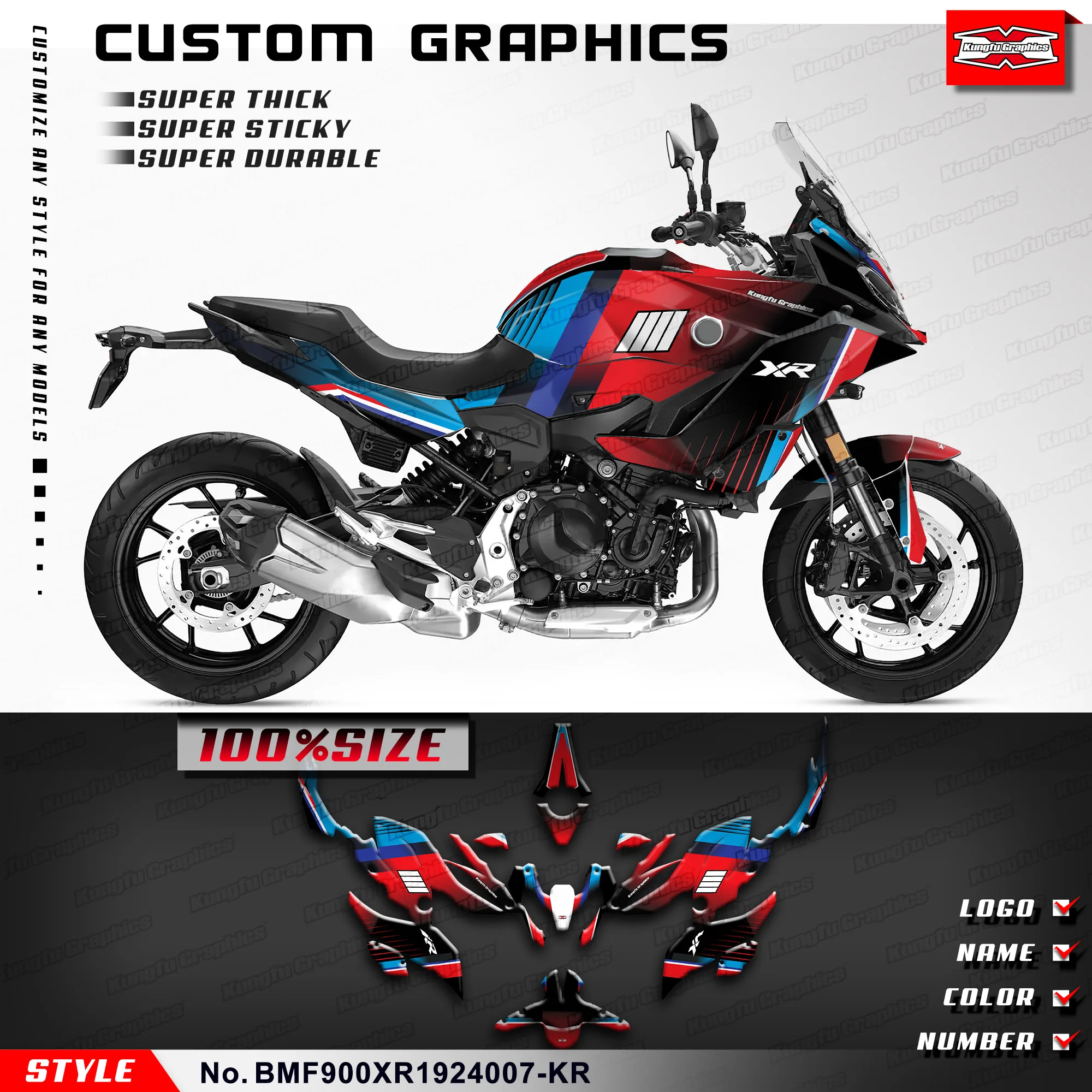 

Клейкая наклейка KUNGFU GRAPHICS Racing Graphics для F 900 XR 2019 2020 2021 2023 2024, аксессуар, BMF900XR1924007-KR