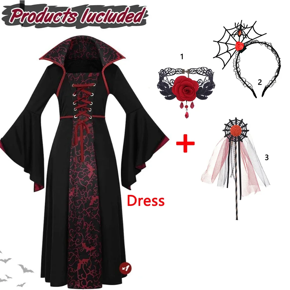 Girls Halloween Ghost Bride Costume Vampire Dress Up Child Evil Terror Vampiress Role Play Carnival Party Cosplay Outfits image 5