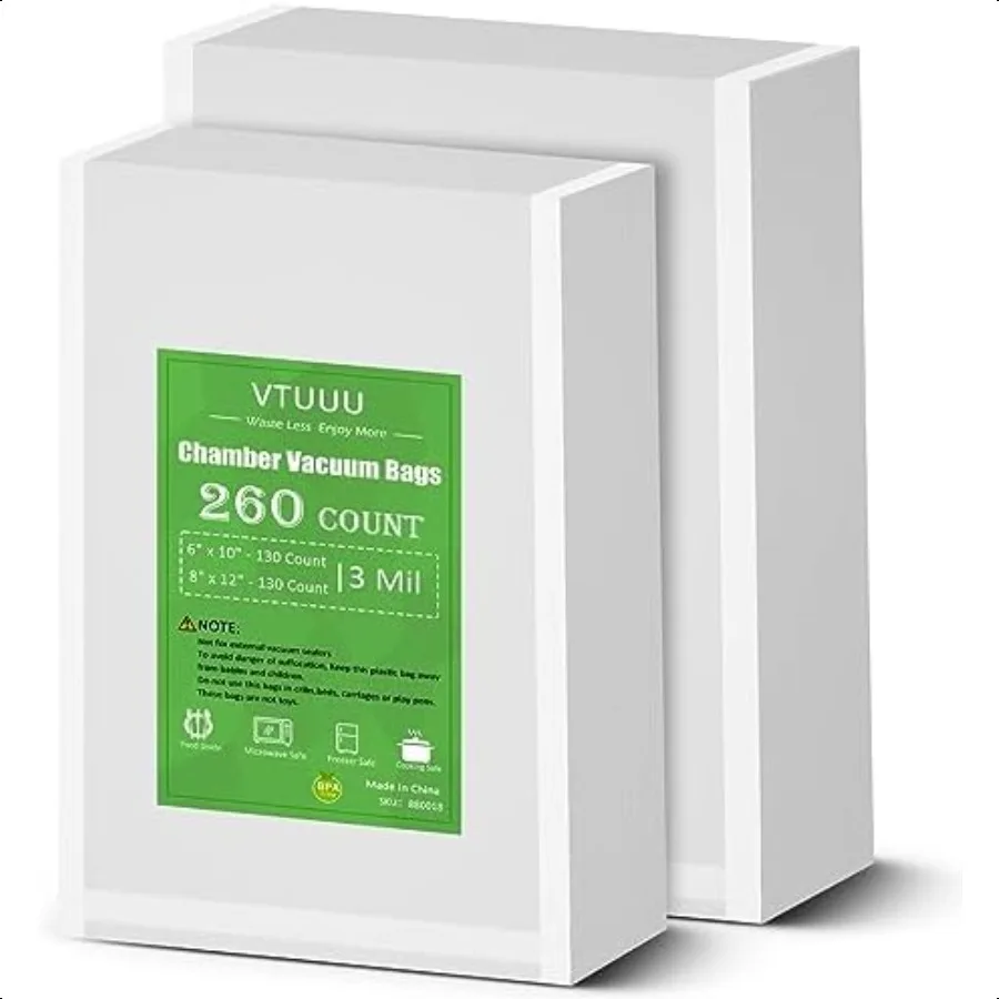 

Chamber Vacuum Sealer Bags 260 Quart size 8 x 12 Pint Size 6 x 10 For Vacuum Chamber Bags PreCut Chamber Vacuum Bags BPAFree He