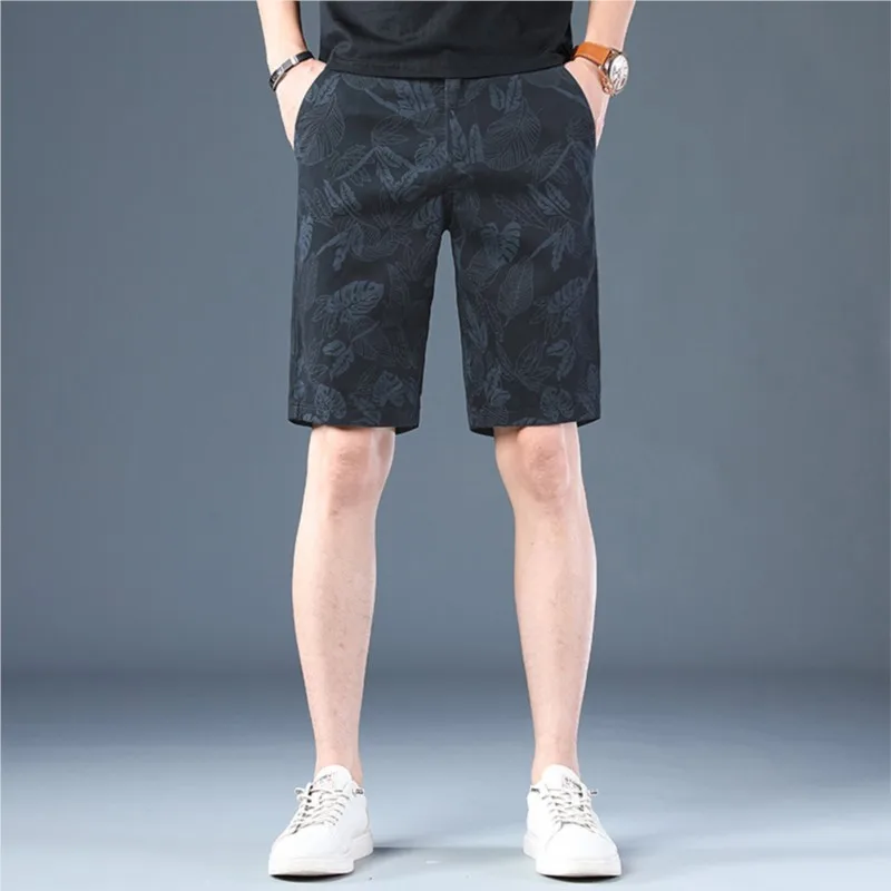 BOWEYLUN 夏新メンズ花柄カジュアルショーツアウタープリントコットン 5 点パンツ男性用