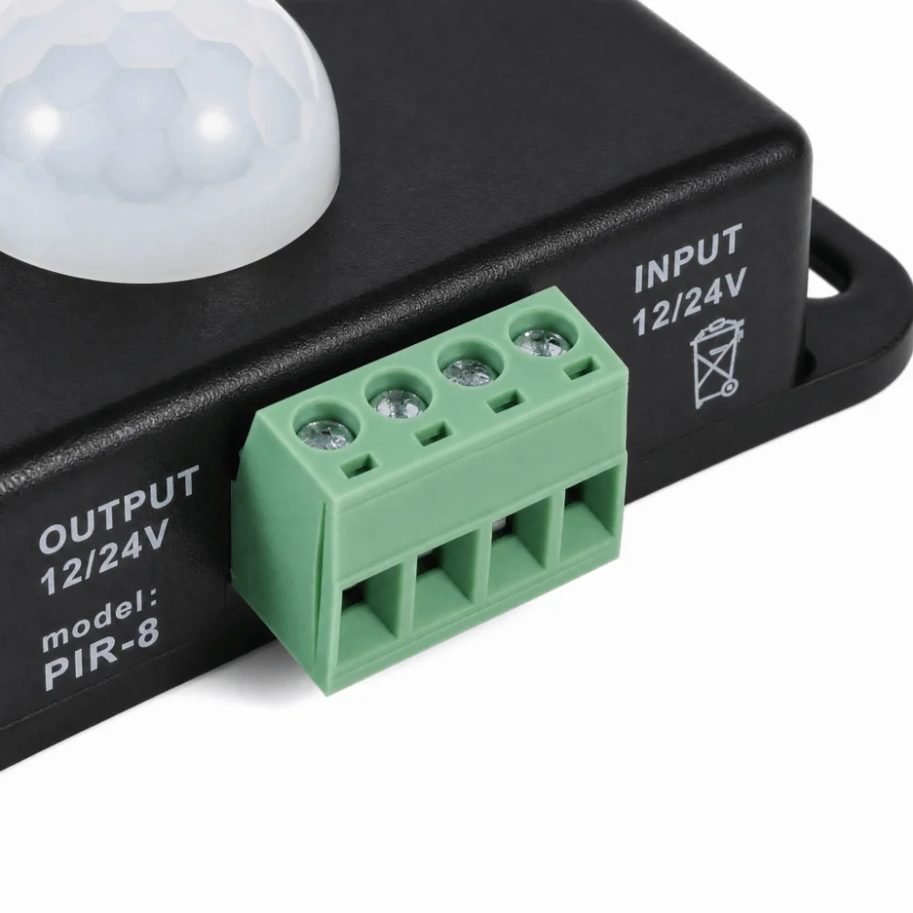 DC 12V/24V PIR Motion Sensor Switch 3.0*1.8*1.3in Motion Timer Function Infrared PIR Motion Sensor PIR Controller LED Strips