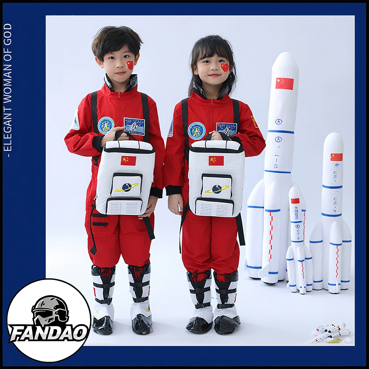 

Children's Astronaut Costume Set Boy Girl Space Jumpsuit Space Outfit Pretend Dress Cosplay Costumes Christmas for Kid's gifts