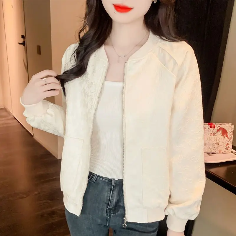 

Little Spring Coat 2026 New Women's Casual Jacquard Joker Short Western Baseball Uniform Ladies Loose Fashion Overwear