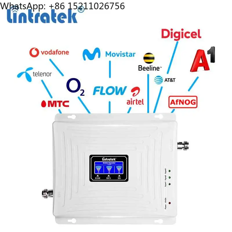 Lintratek 3 ثلاثي الموجات شبكة المحمول الداعم هاتف محمول مكرر إشارة 2G 3G 4G GSM شبكات هاتف محمول إشارة الداعم Gsm