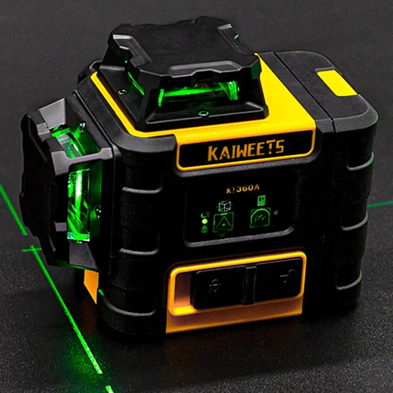 

KAIWEETS KT360A 3D 12 Line Self-leveling Laser Level 360 Green Beam Three-Plane Leveling and Alignment Laser Tool