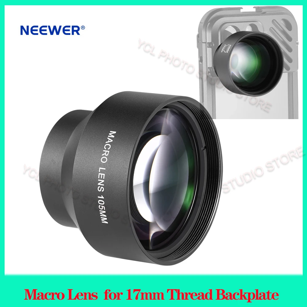 NEEWER Macro Lens for 17mm Thread Backplate HD 105mm /8mm Fisheye /10X /45X Phone Microscope Phone Lens For Video Photography