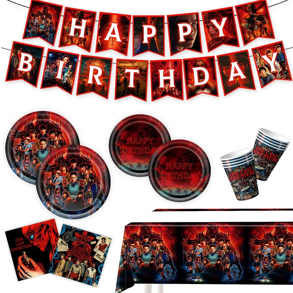 Stranger Things Staffel 5 Partyzubehör Geburtstagsdekorationsset mit Banner, Ballons und Hängedekorationen für Jungen- und Mädchen-Themenpartys – Detail 3