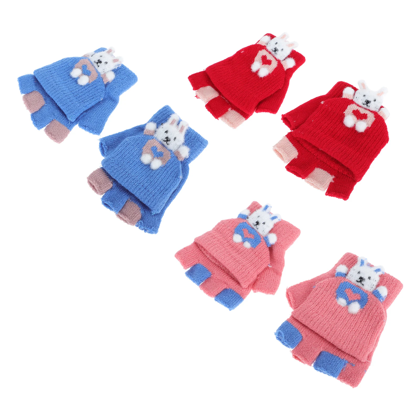 

Half Finger Gloves Kids Writing Non-Skid Warm Winter Flap Cover Gloves Lightweight Comfortable For Indoor Outdoor Fun