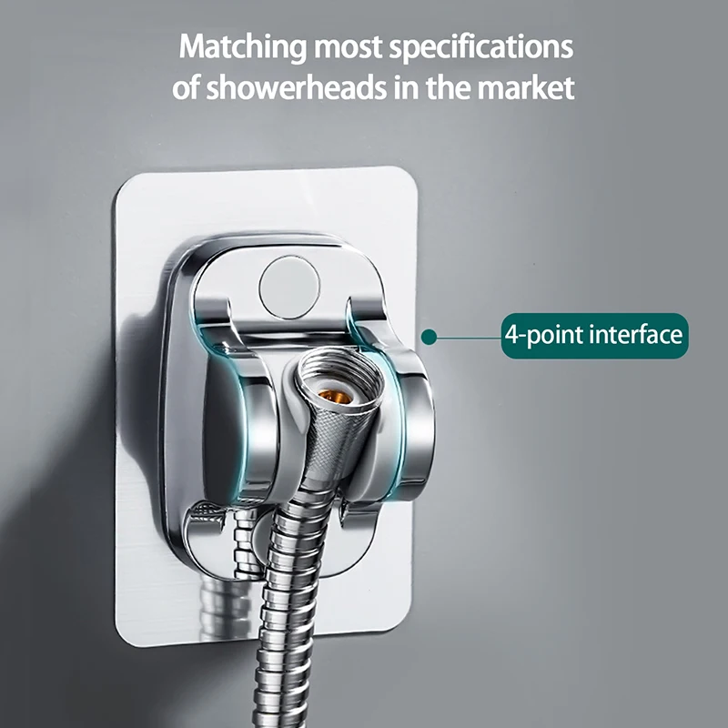 1pcs Bathroom Shower Holder, Punch-Free Shower Base, Fixed Seat, Adjustable Showerhead Bracket, Wall Hardware Accessories, Hanging Shower Bracket, Shower Organizer, Shower Bracket image 2