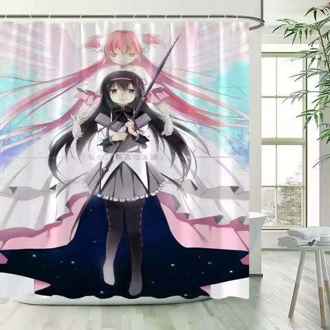 Puella Magi Madoka Magica Waterproof Shower Curtain for Bathroom Accessories Opaque Curtains Bath Bedrooms the Home Fabric Shade