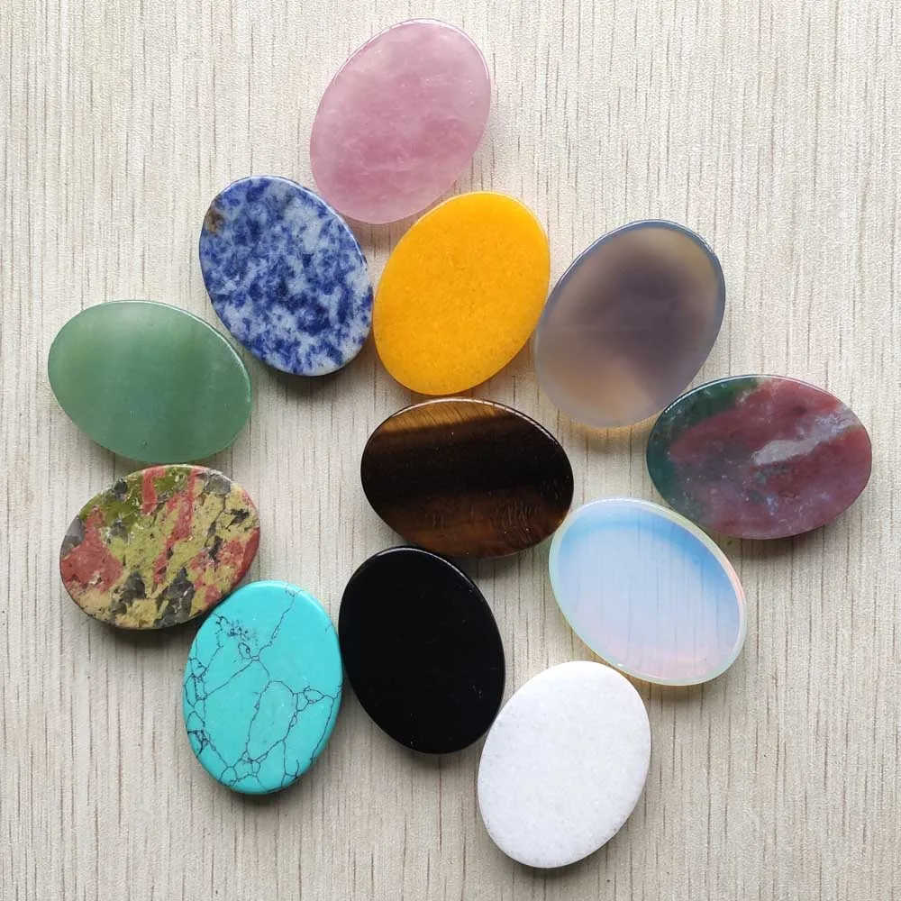 Wholesale 12pcs/lot fashion assorted natural stone mixed Oval CAB CABOCHON beads 30x40mm for DIY jewelry accessories making free