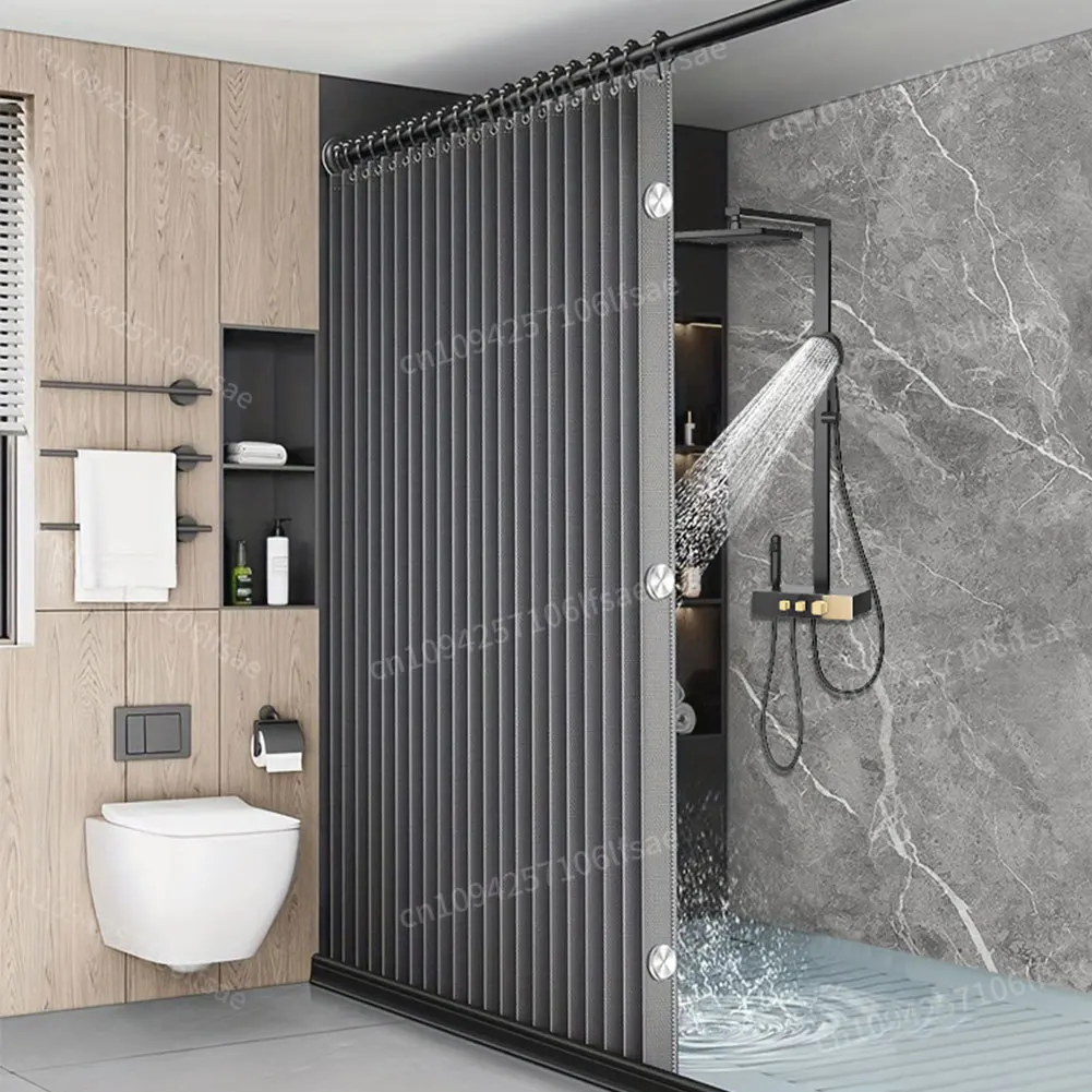 

Складная магнитная занавеска для душа с 14 крючками, занавеска для ванной комнаты, современная перегородка для ванной комнаты для ванной комнаты