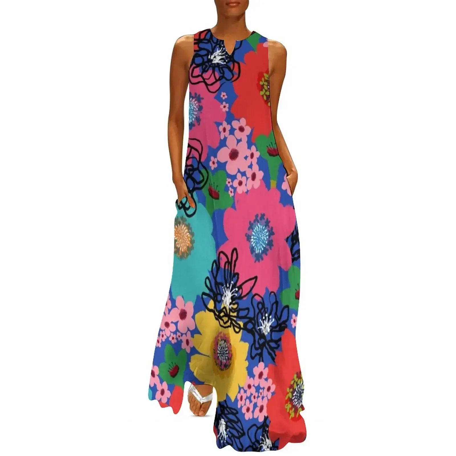 

Flower Power – Blue Long Dress elegant dresses plus sizes evening dress ladies Dresses gala Women's evening dress