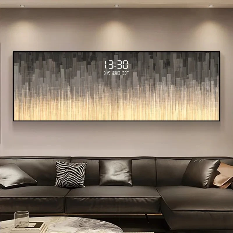 #￥Digital electronic clock living room decoration painting wall clock home decor items Wall clock noiseless orologio da parete