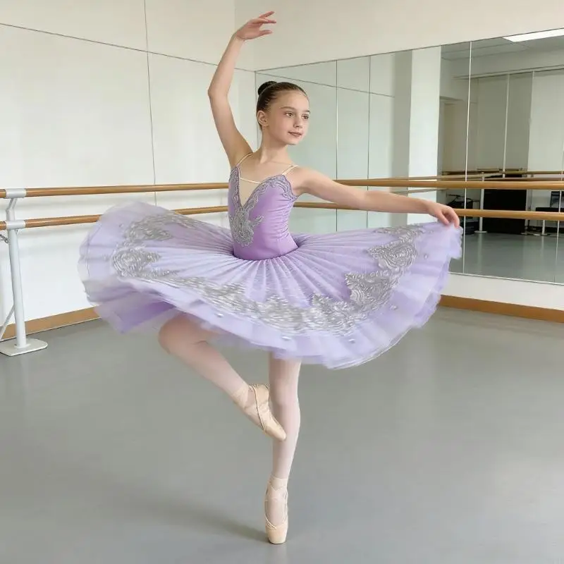 

Костюм Cygnet Lake для выступлений, балетное платье, конкурсное платье-пачка для детей, балетное платье-пачка для маленьких