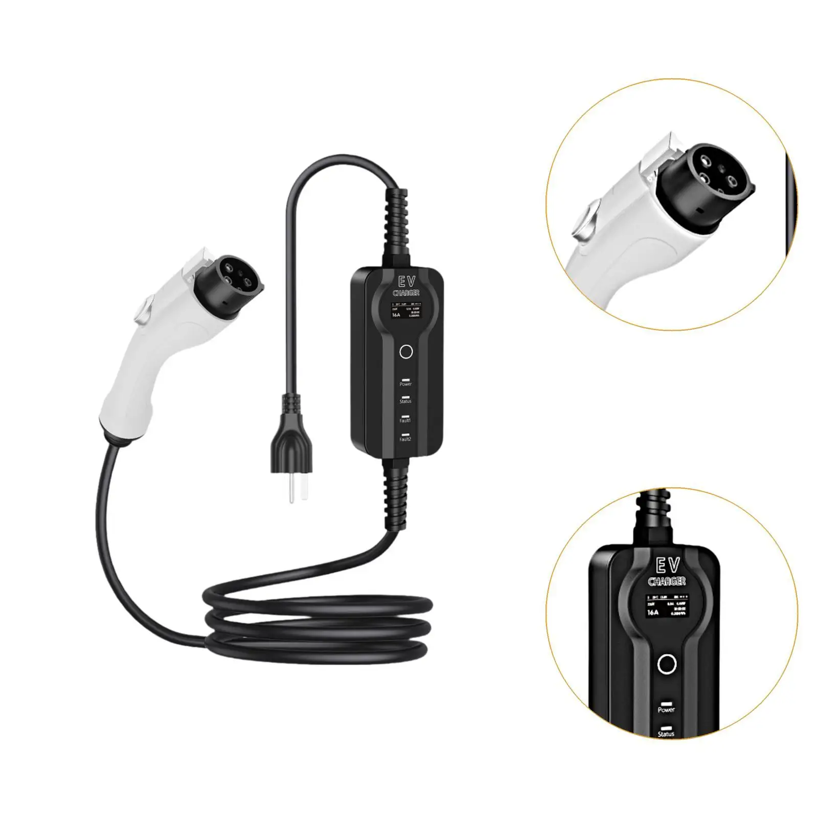Vehicle Portable Charger 16 Amp 3.5kw Fast Home Charging Cable 5m Universal EV Charging Solution Black