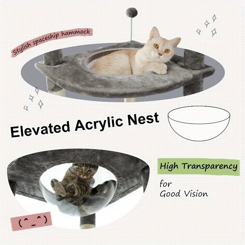 Floor to Ceiling Cat Tree 92.9’’-101.6’’ Height Adjustable Cat Tower Tall Kitty Climbing Play House with Scratching Posts