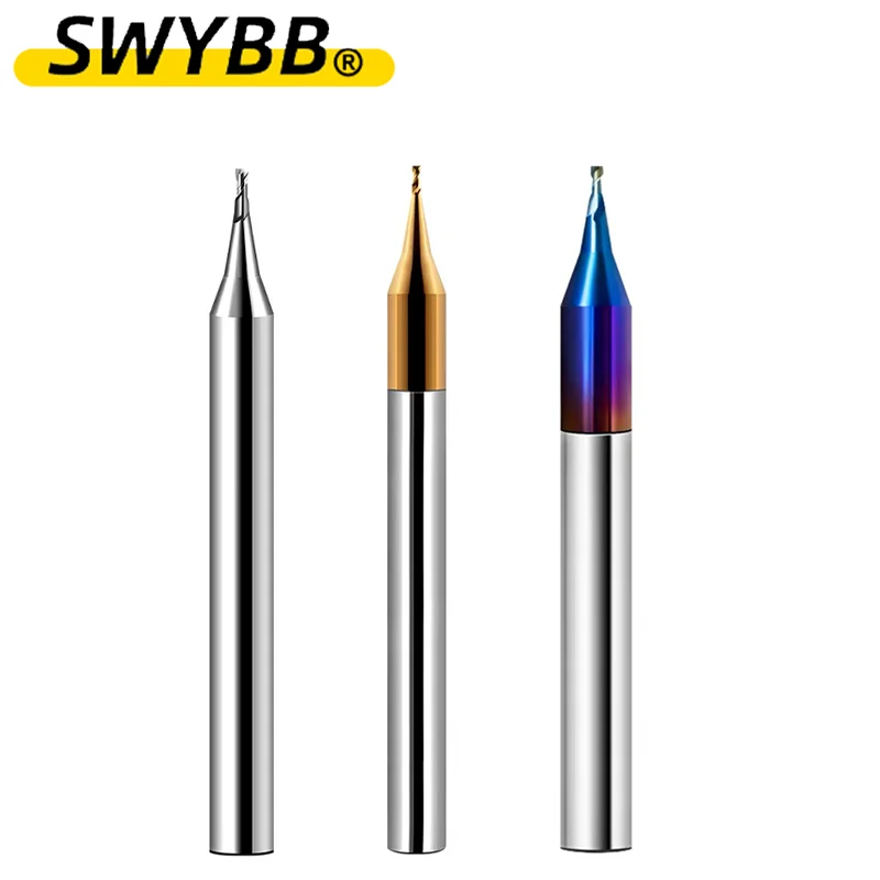 SWYBB Micro Carbide Aluminum Alloy Coating Tungsten Steel 0.1-0.9 Helical interpolation Mini Small Diameter  End Milling