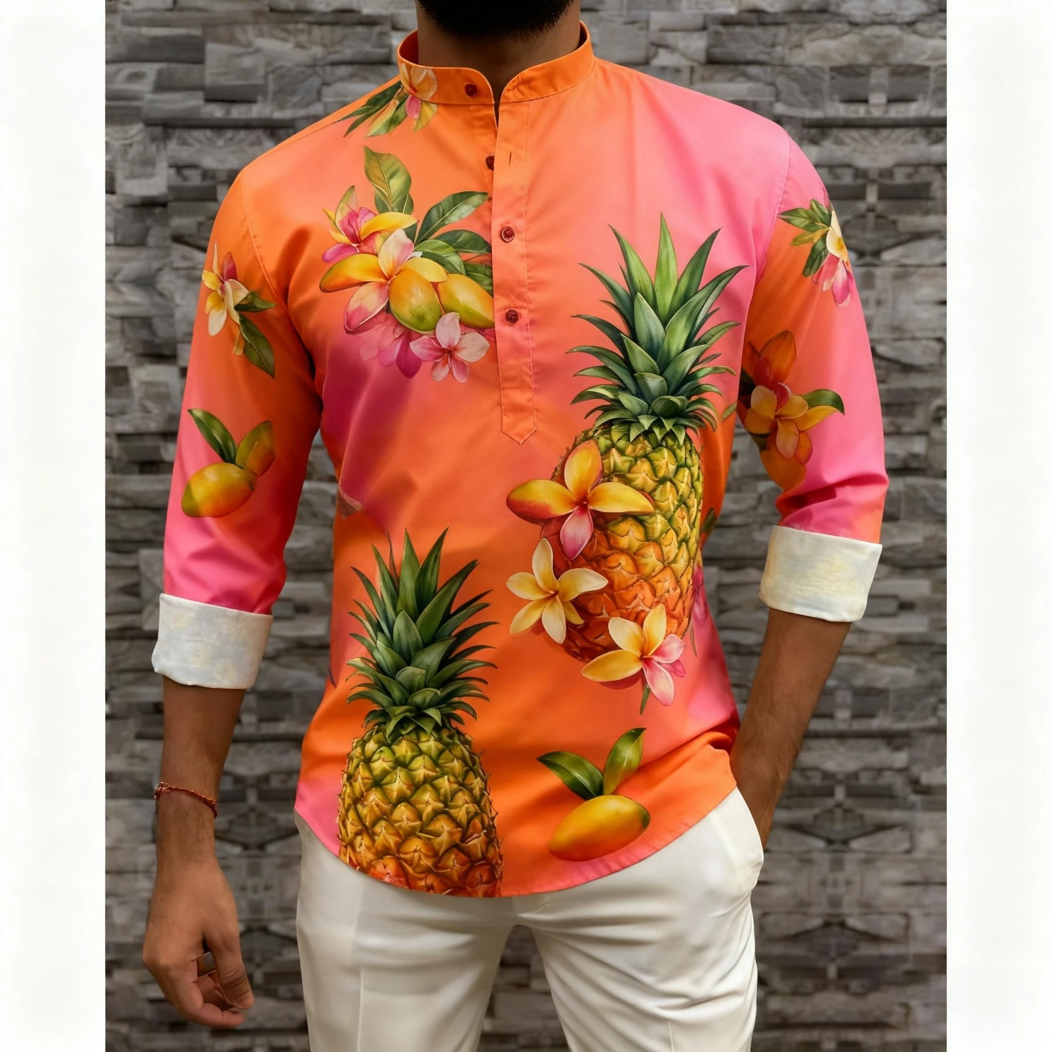 الرجال قميص مسلم فضفاض الربيع الوقوف قمصان غير رسمية قفطان طويلة الأكمام Thobe مسلم قميص الملابس Ropa Musulmana Hombre