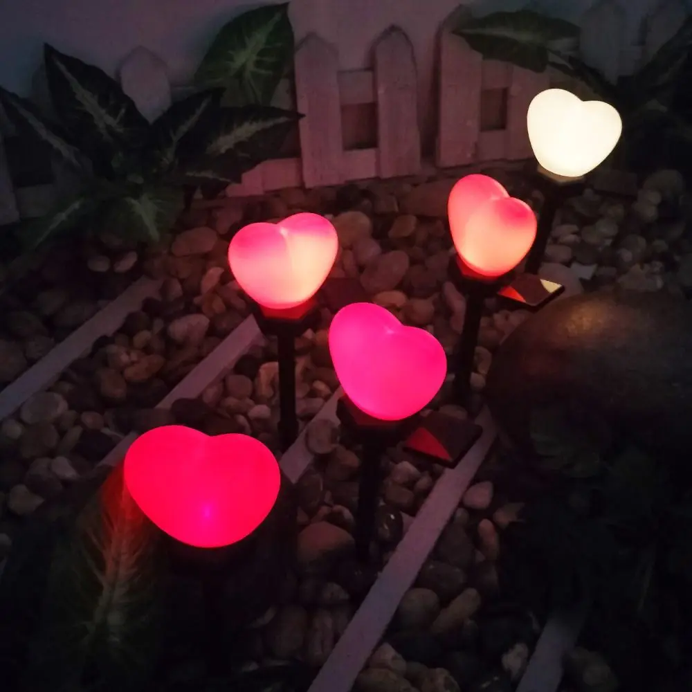 Energy Conservation Heart-shaped Solar Lights Waterproof Love Landscape Plug-in Lamp LED ABS Atmosphere Lights Courtyard