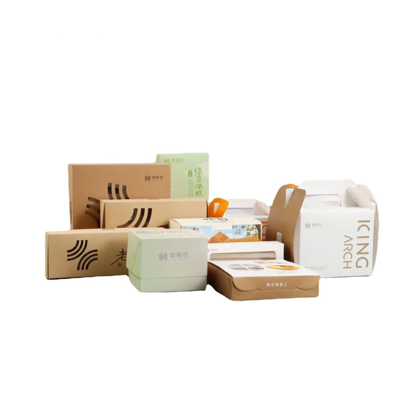 Custom Supply Baking Packaging Box White Cardboard Handheld Cake Box Mooncake Box Baking Cookie Tart
