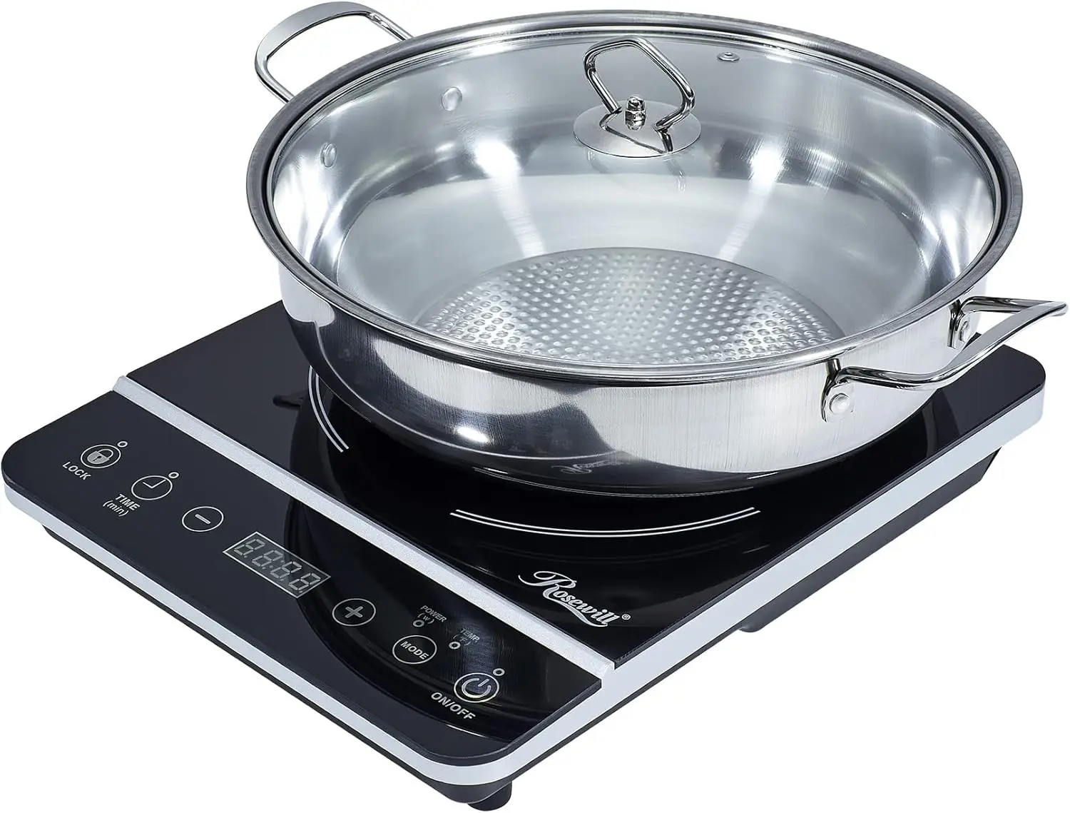 

Induction Cooker 1800W Portable Induction Cooktop with 3.5QT Stainless Steel Pot, 8 Power & Temp Settings, Easy Clean Touch