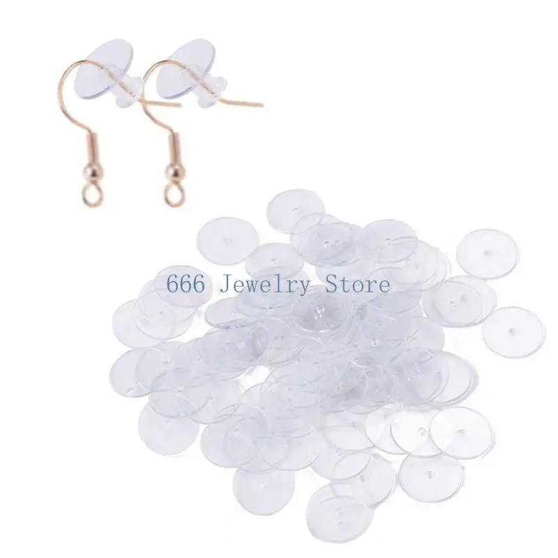 F2TD 200x/Set Clear Disc Pads to Stabilize Earrings Practical Anti Pain Disc Pads Plastic Round Discs Kit for Jewelry Crafts