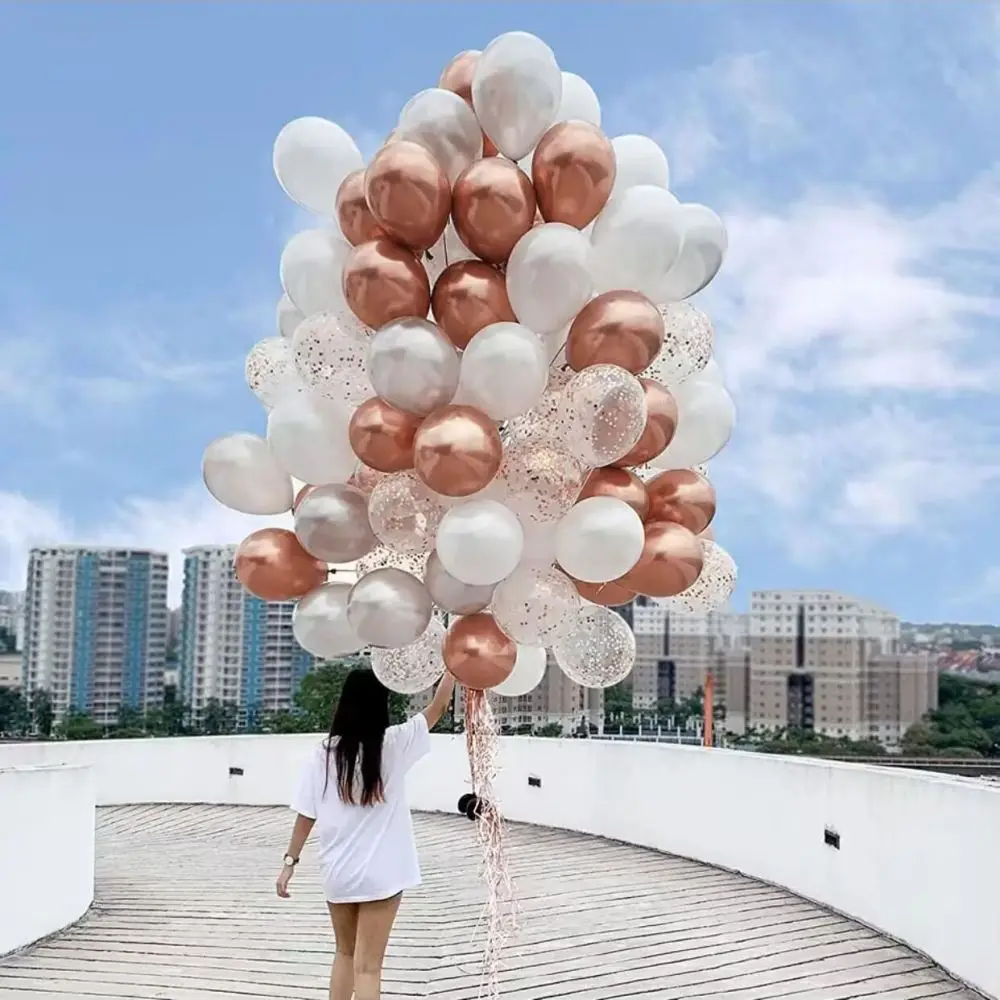 Ballons métalliques pour fête de mariage, fournitures de fête préChristophe, fête des mères, révélation du sexe des travailleurs de Noël, rose,